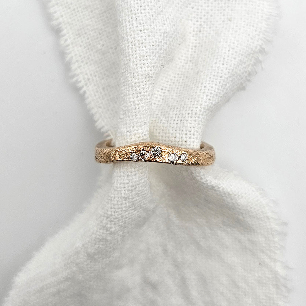 recycled Yellow Gold Neap Tidal Ring Diamond ring alternative wedding ring by zoe alexandria jewellery