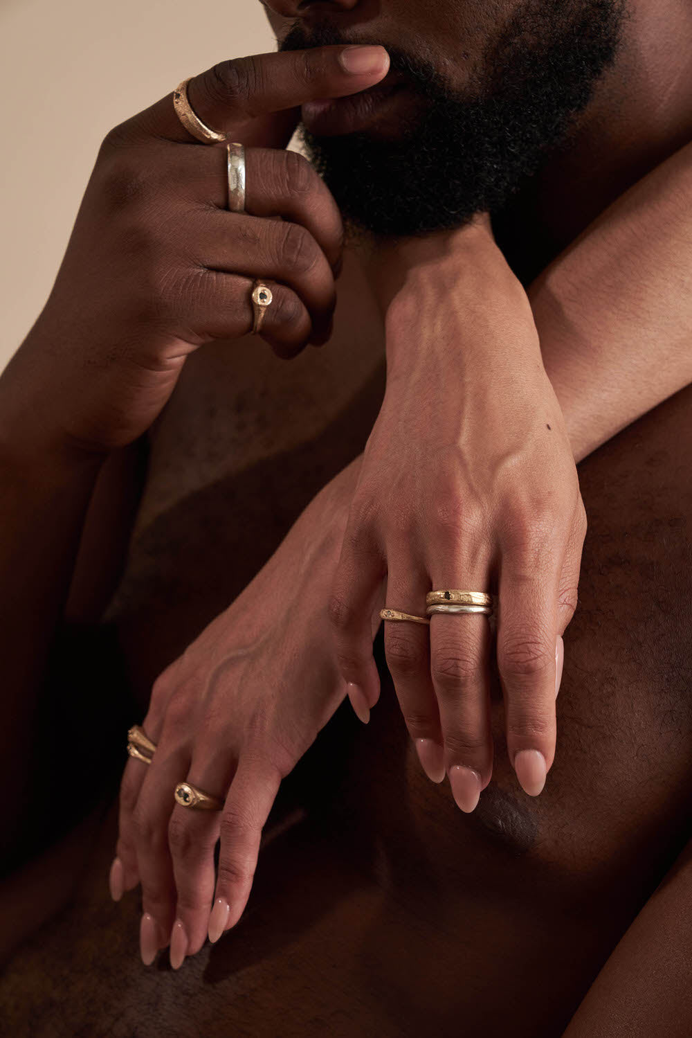 gender neutral gold and silver rings by zoe alexandria jewellery