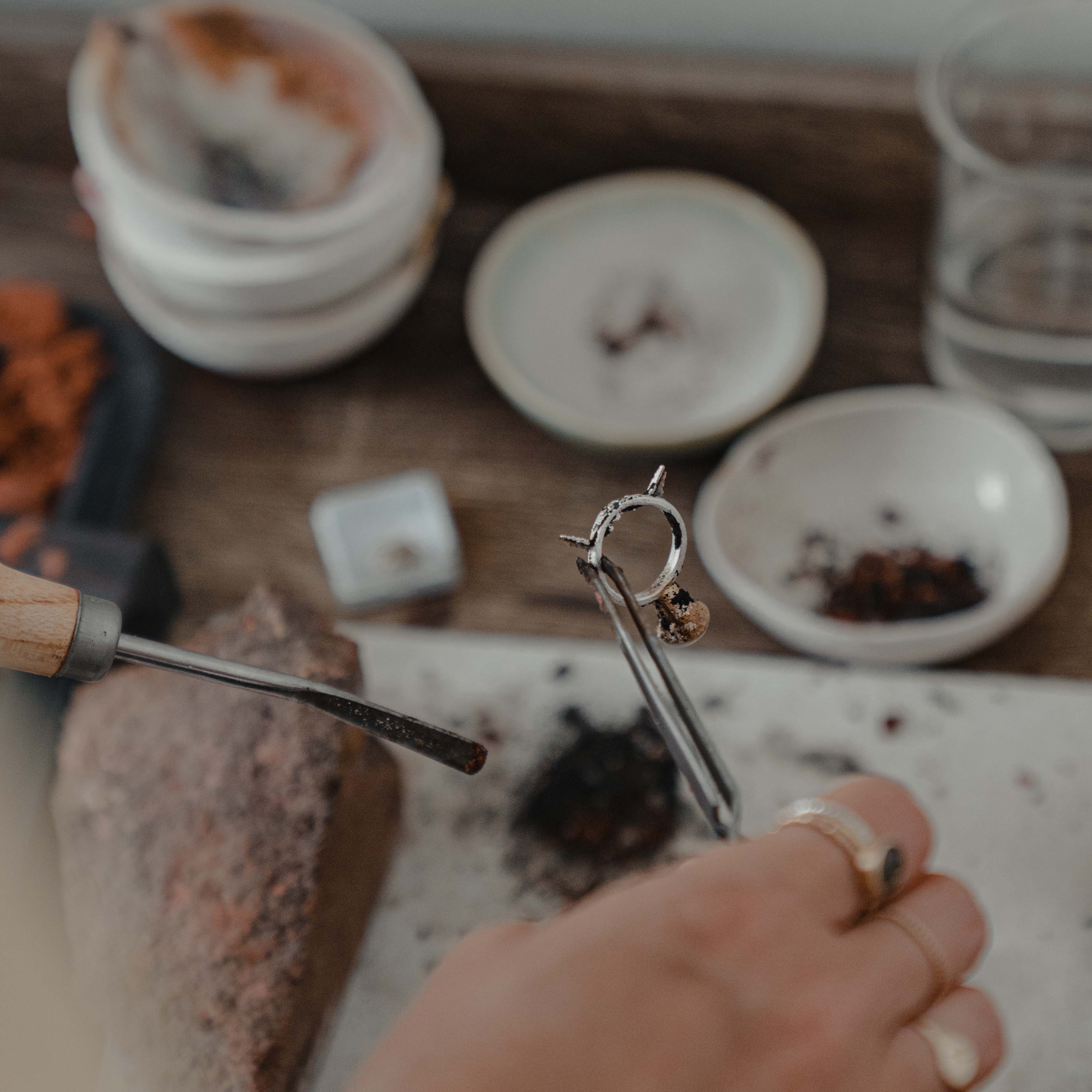 sandcast recycled silver ring by zoe alexandria jewellery