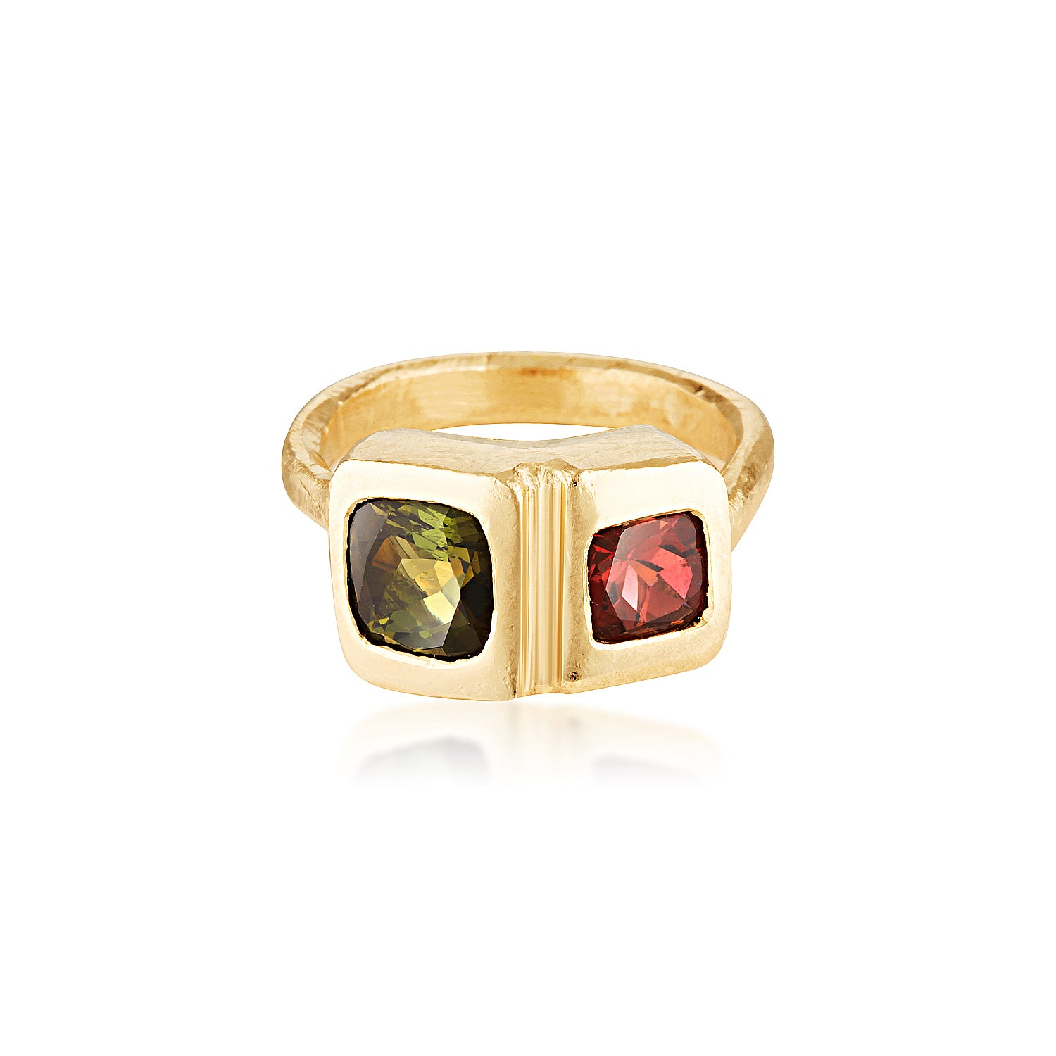 Pink & Green Double Tourmaline Ring handmade tourmaline ring by zoe alexandria jewellery
