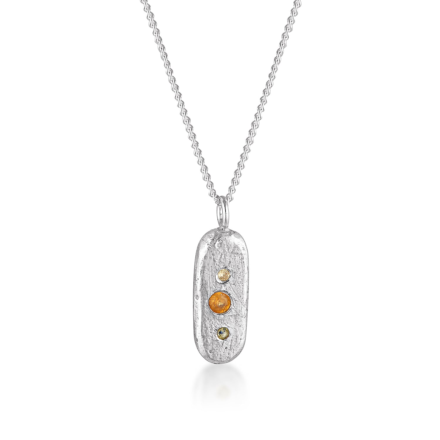 Silver Small Tablet Necklace - Mixed Sapphire pendant handmade by zoe alexandria jewellery