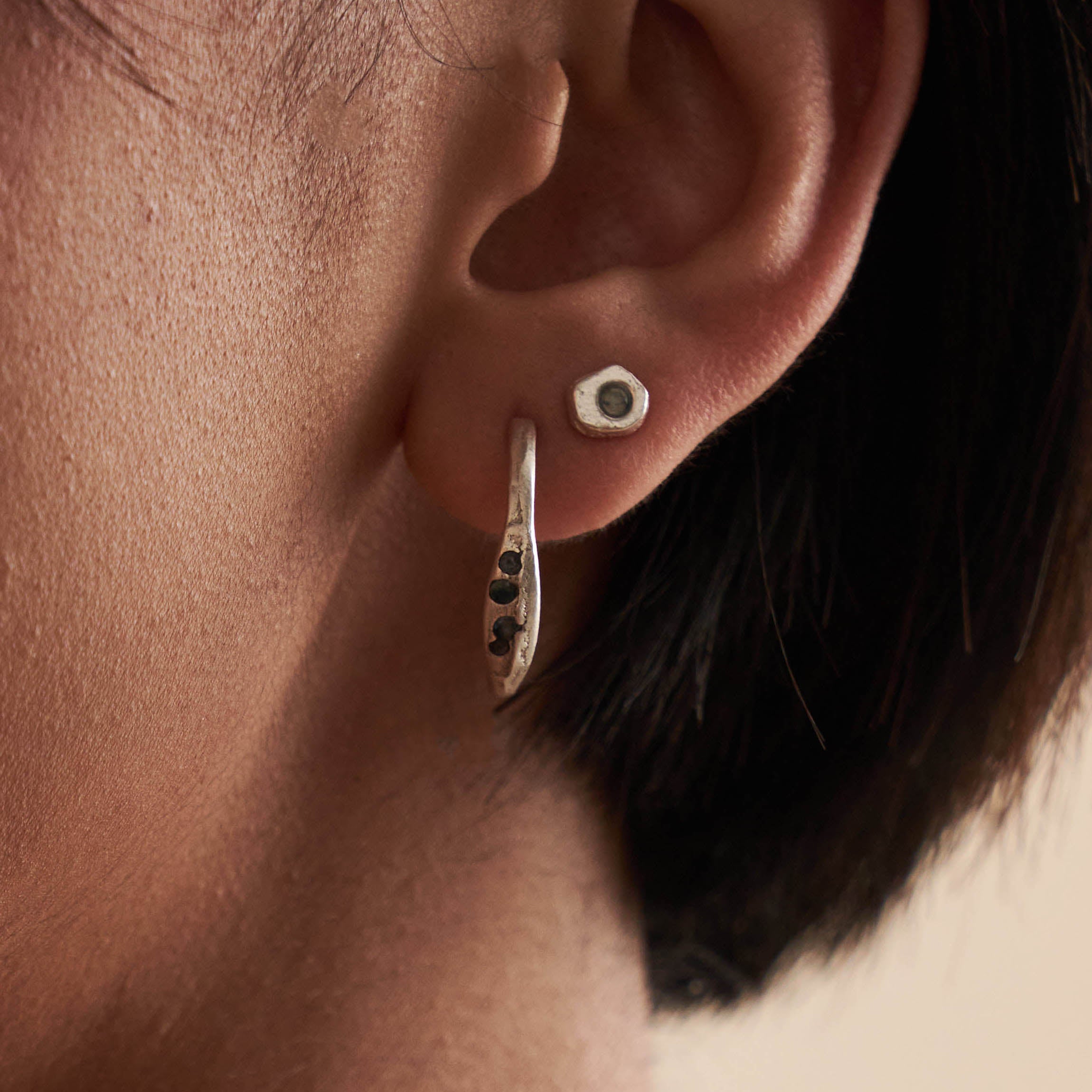 recycled silver sapphire earrings handmade by zoe alexandria jewellery