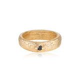 Epicene Ring recycled Yellow Gold & Black Diamond 6mm band alternative wedding ring handmade by zoe alexandria jewellery