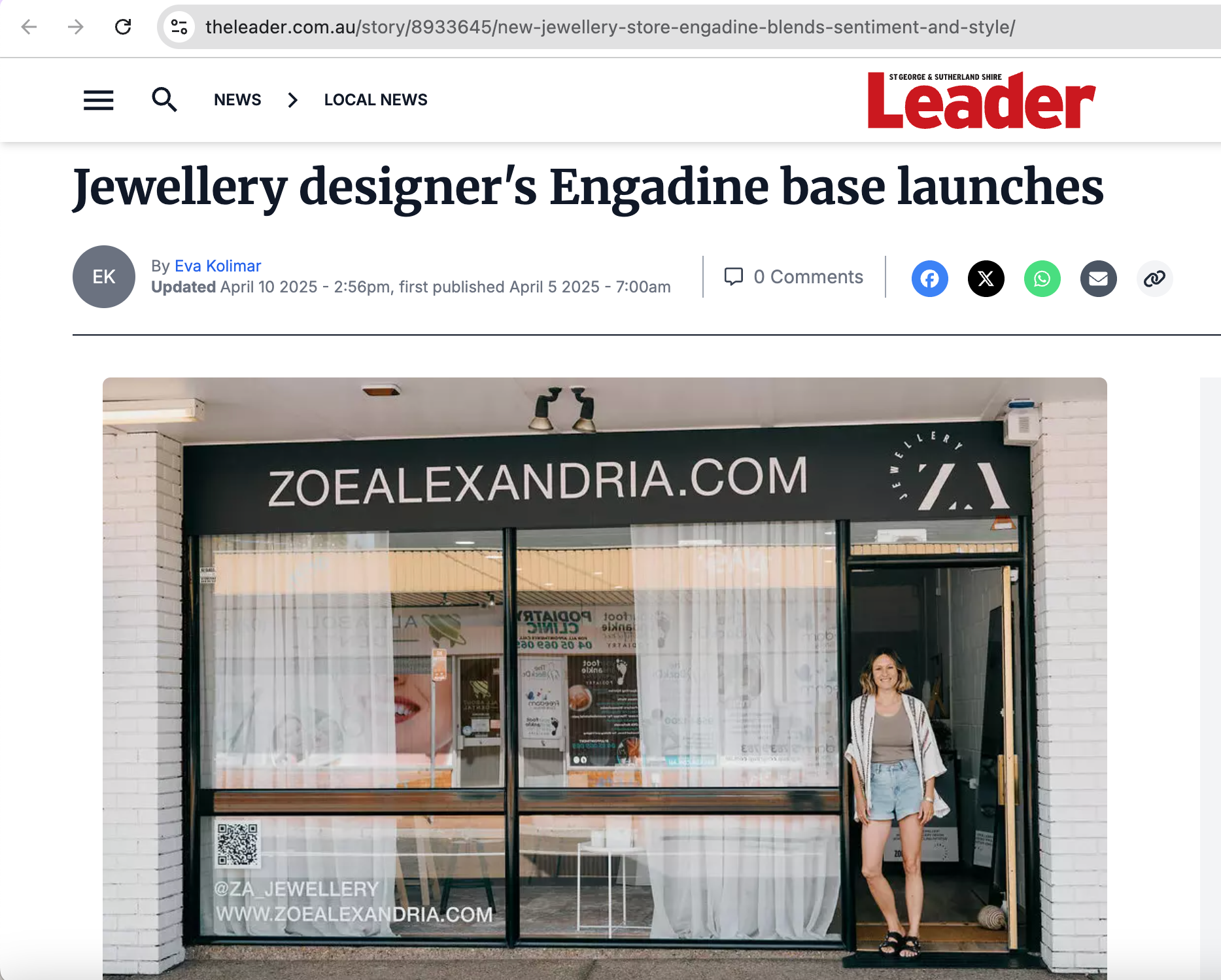 Jewellery designer's Engadine base launches Zoe Alexandria jewellery studio sutherland shire