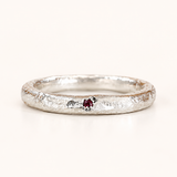 Silver Epicene Ring - 2mm Red Sapphire