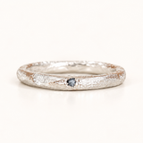Silver Epicene Ring - 2mm Teal Sapphire