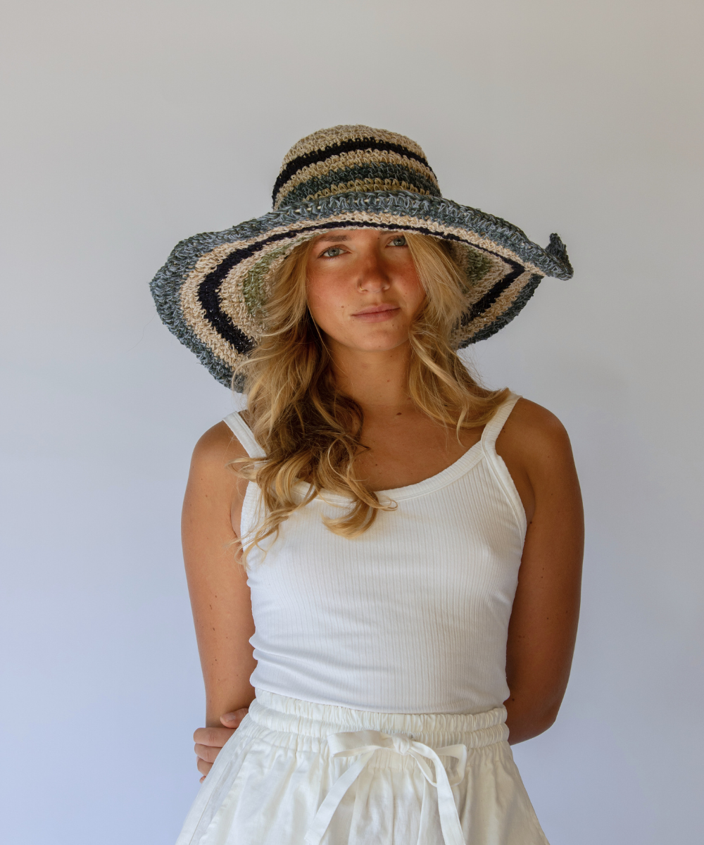 Hobo and Hatch - Janis Wide Brim Hat // Tide Stripe