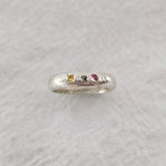 recycled Silver 3 Stone Band sandcast ring by zoe alexandria jewellery