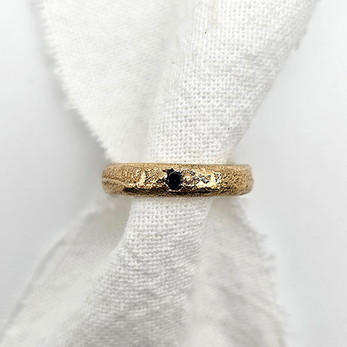 Yellow Gold 4mm Epicene Ring - Black Diamond ring by zoe alexandria jewellery