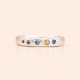 4mm 9KWG Epicene Ring - sapphire & garnet