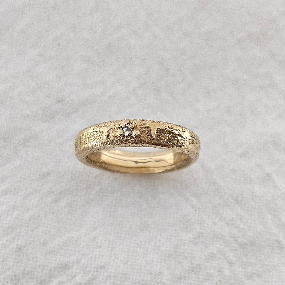 Yellow Gold 4mm Epicene Ring - White Diamond ring by zoe alexandria jewellery