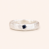 4mm Silver Epicene Ring - single blue sapphire