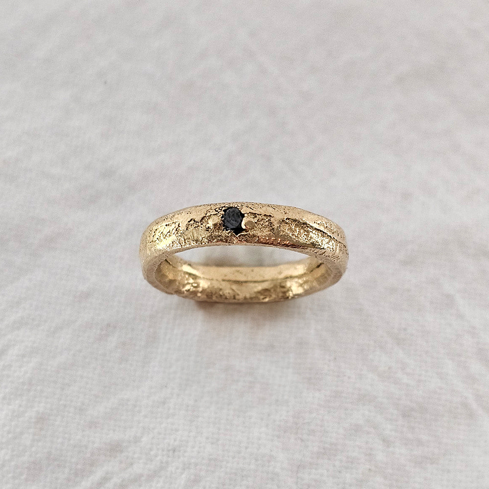 Yellow Gold 6mm Epicene Ring - Black Diamond ring by zoe alexandria jewellery