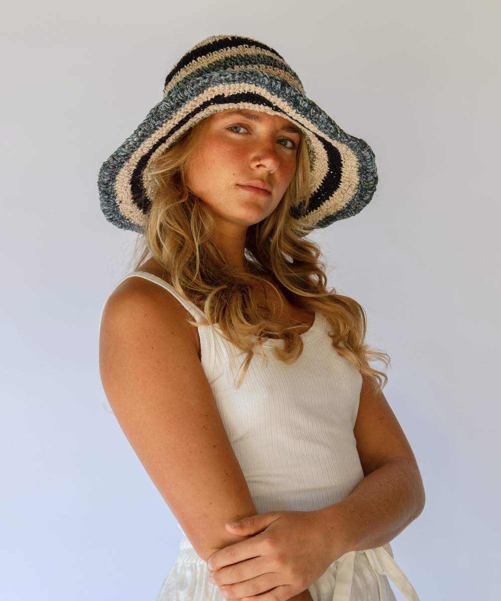 Hobo and Hatch - Polly Short Brim Hat // Tide Stripe