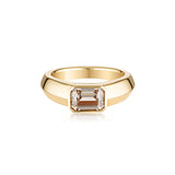 Yellow Gold Baguette Champagne Zircon Ring alternative engagement ring by zoe alexandria jewellery