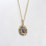 cast in place yellow gold blue sapphire necklace zoe alexandria jewellery