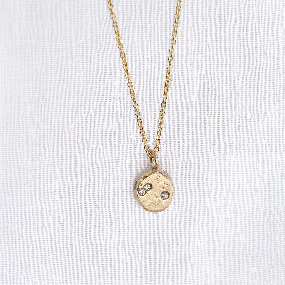 recycled yellow gold natural diamond gemstone necklace zoe alexandria jewellery