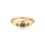 Three Stone Sapphire Ring recycled gold ring by zoe alexandria jewellery