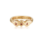 Trilogy Ring - Peach Sapphire recycled gold three stone ring by zoe alexandria jewellery