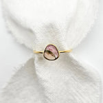 Watermelon Tourmaline Slice Ring - Yellow Gold ring by zoe alexandria jewellery