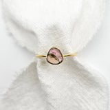 Watermelon Tourmaline Slice Ring - Yellow Gold ring by zoe alexandria jewellery