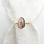 Watermelon Tourmaline Slice Ring - Yellow Gold ring by zoe alexandria jewellery