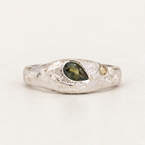 Silver Aluna Bold Ring - Pear shaped teal sapphire
