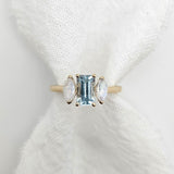 Yellow Gold Aquamarine & Moonstone three-stone Ring alternative engagement ring by zoe alexandria