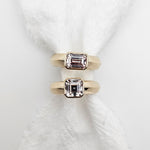 Yellow Gold Baguette Champagne Zircon Ring alternative engagement ring by zoe alexandria jewellery