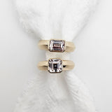 Yellow Gold Baguette Champagne Zircon Ring alternative engagement ring by zoe alexandria jewellery