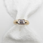 Yellow Gold Baguette Champagne Zircon Ring alternative engagement ring by zoe alexandria jewellery