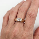 Yellow Gold Baguette Champagne Zircon Ring alternative engagement ring by zoe alexandria jewellery