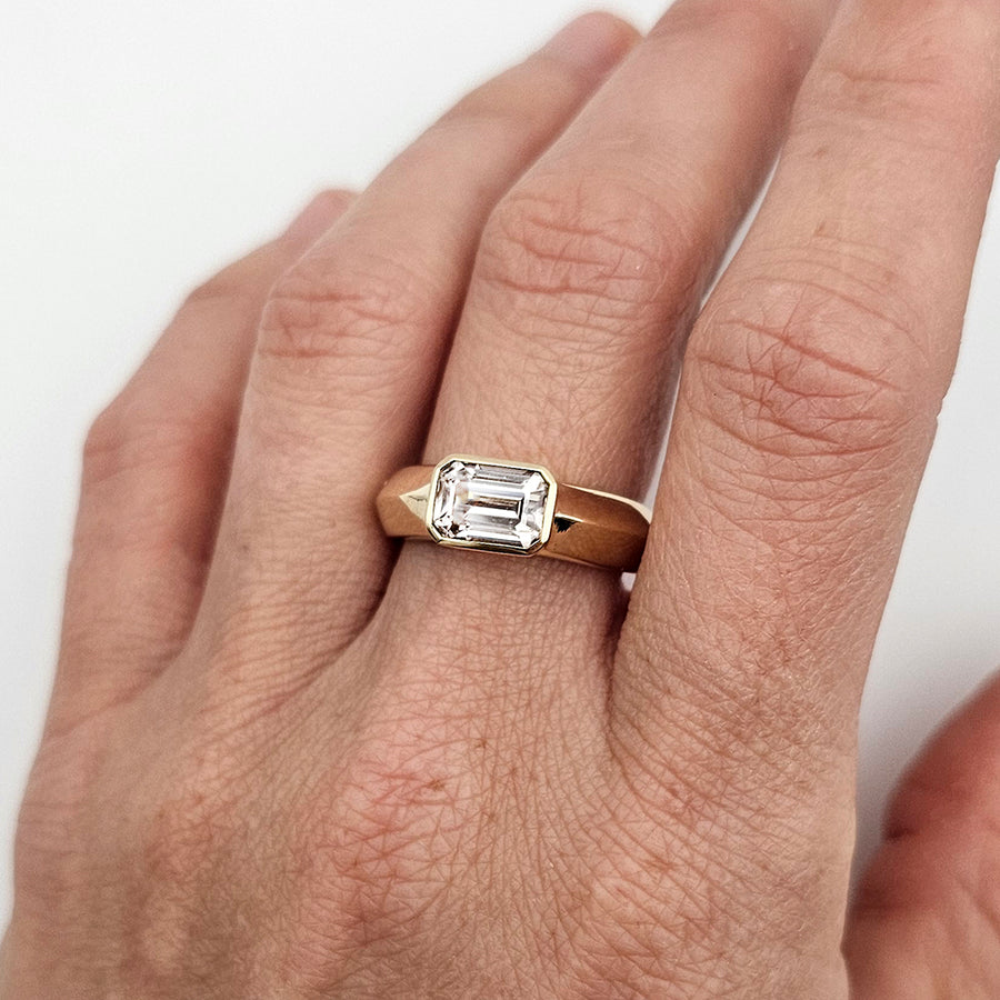 9k Yellow Gold Baguette Champagne Zircon Ring