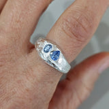 Silver Aluna Bold Ring - Pear & Oval Blue Sapphire