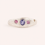 Silver Aluna Bold Ring - Pink, Yellow, Blue 5 Stone