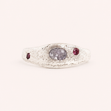 Silver Aluna Bold Ring - Blue & Red Sapphire
