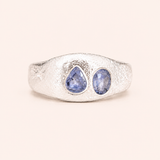 Silver Aluna Bold Ring - Pear & Oval Blue Sapphire
