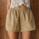 Willow - Soft Mustard Checked Shorts
