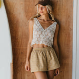 Willow - Soft Mustard Checked Shorts