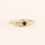 9k Yellow Gold Aluna Ring -  Reclaimed Sapphire & Diamonds