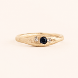 9k Yellow Gold Aluna Ring -  Reclaimed Sapphire & Diamonds