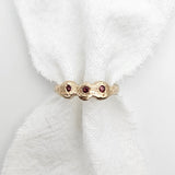 Trilogy Ring - Peach Sapphire recycled gold three stone ring by zoe alexandria jewellery