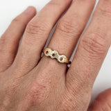 Trilogy Ring - Peach Sapphire recycled gold three stone ring by zoe alexandria jewellery