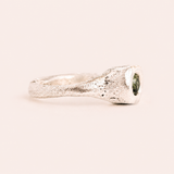 Silver Solitare Ring - Green sapphire