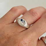 Silver Harmony Signet Ring - Blue sapphire