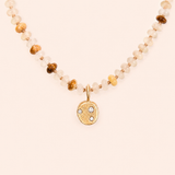 Afghan Jade beaded necklace & 9KYG Lab Diamond Bubble Charm