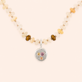 Afghan Jade beaded necklace & Silver Sapphire Bubble Charm