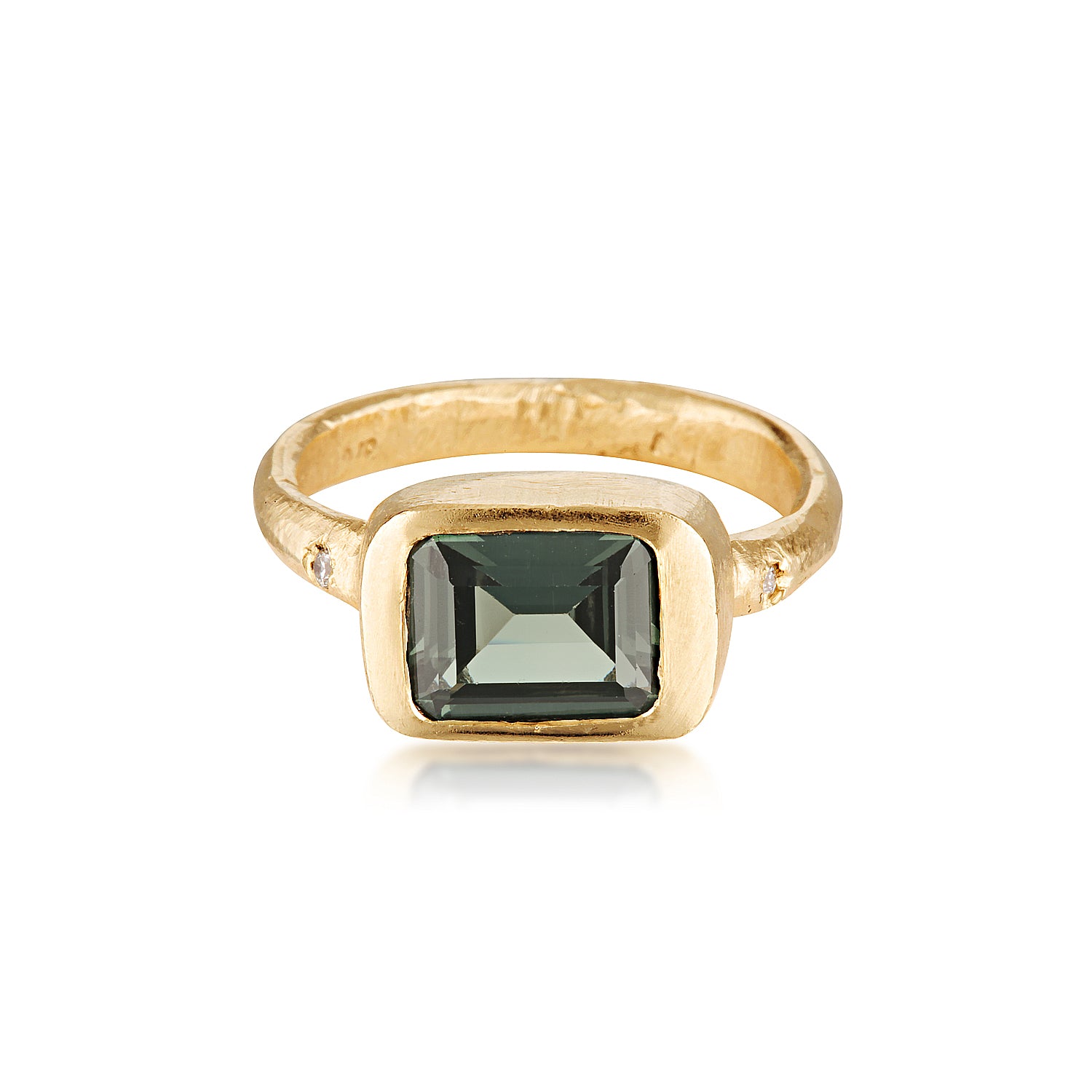 Green Tourmaline & Diamond Ring Lab Grown diamond ring handmade by zoe alexandria jewellery