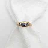 Three Stone Sapphire Ring recycled gold ring by zoe alexandria jewellery