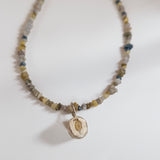 Rough Diamond Choker & White Gold Bubble Charm- Yellow